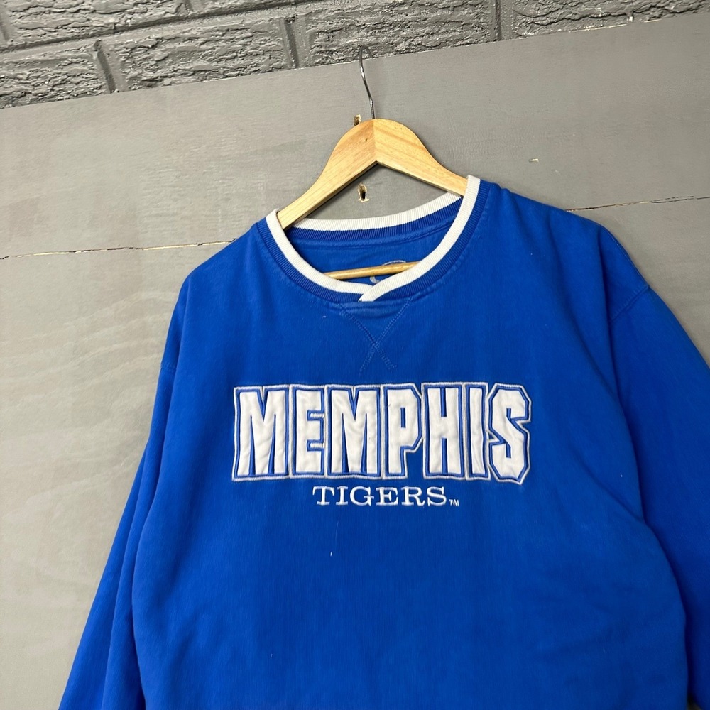 Memphis Tigers Royal Blue Crewneck Sweatshirt Mens XL Cotton‎ Polyester